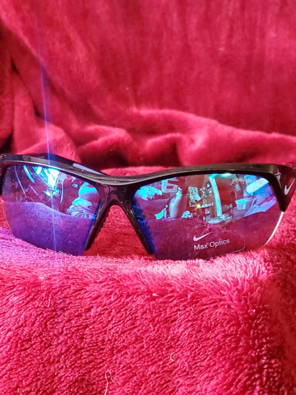 Nike Skylon Ace FQ4684-011 Max Optics Semi Rimless Black Frame W/ Blue Polarized